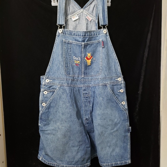Disney Pants - Vintage Disney Winnie the Pooh Denim Bib Shorts
